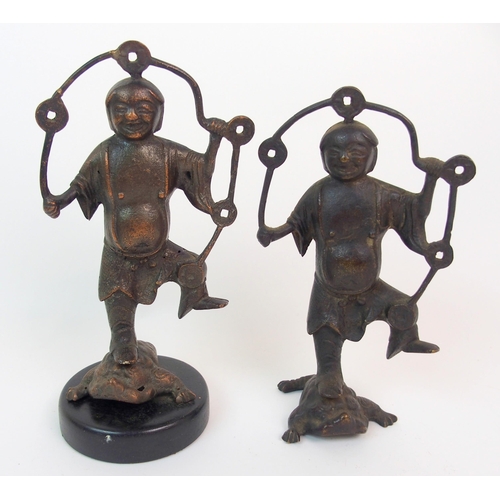 115 - A PAIR OF CHINESE BRONZE NONAGON SHAPED CENSERS