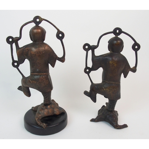 115 - A PAIR OF CHINESE BRONZE NONAGON SHAPED CENSERS