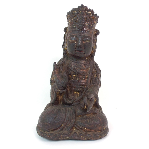 117 - A CHINESE BRONZE MODEL OF GUANYIN