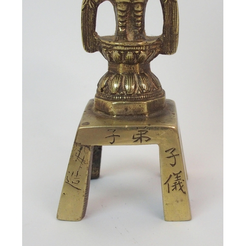 118 - A CHINESE BRONZE MODEL OF BUDDHA ON LOTUS THRONE