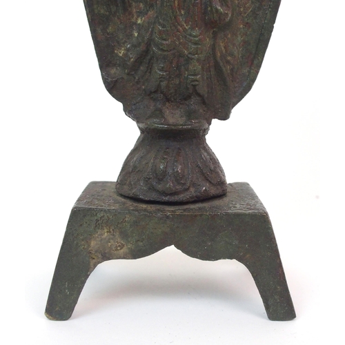 118 - A CHINESE BRONZE MODEL OF BUDDHA ON LOTUS THRONE