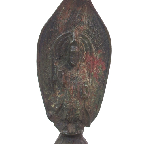 118 - A CHINESE BRONZE MODEL OF BUDDHA ON LOTUS THRONE