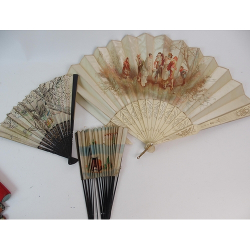 121 - NINE VARIOUS FANS IN SILK  PAPER AND LACQUER