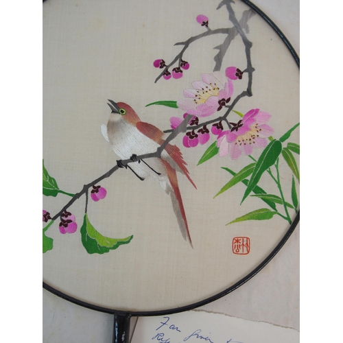 131 - A SILK EMBROIDERED FAN