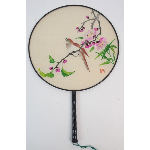 131 - A SILK EMBROIDERED FAN