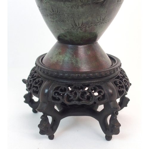 138 - A CHINESE BRONZE LOBED BALUSTER VASE