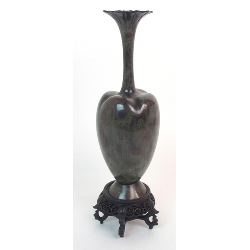 138 - A CHINESE BRONZE LOBED BALUSTER VASE