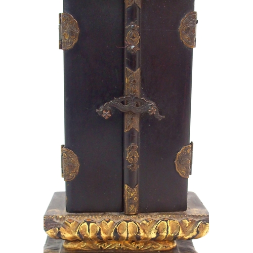 140 - A BLACK AND GILT LACQUERED TABLE SHRINE