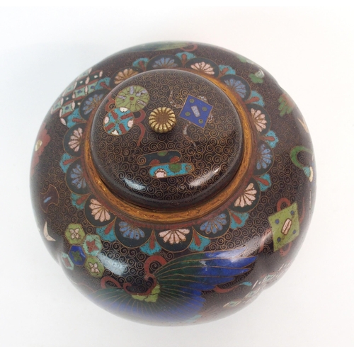 141 - A CLOISONNE LOBED VASE AND COVER