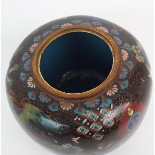 141 - A CLOISONNE LOBED VASE AND COVER