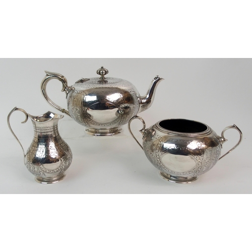 155 - *WITHDRWAN* A VICTORIAN THREE-PIECE SILVER TEA SERVICE