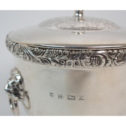 167 - A MODERN SILVER ICE PAIL AND COVER