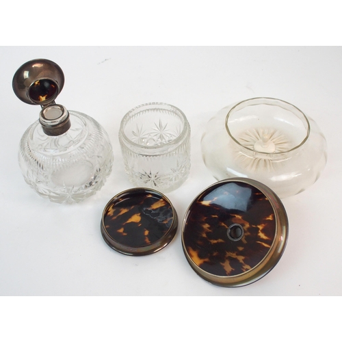 174 - A SIX-PIECE SILVER AND TORTOISESHELL DRESSING TABLE SET