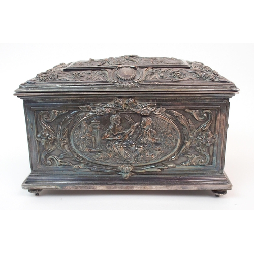 175 - A FRENCH SILVER PLATED CASKET