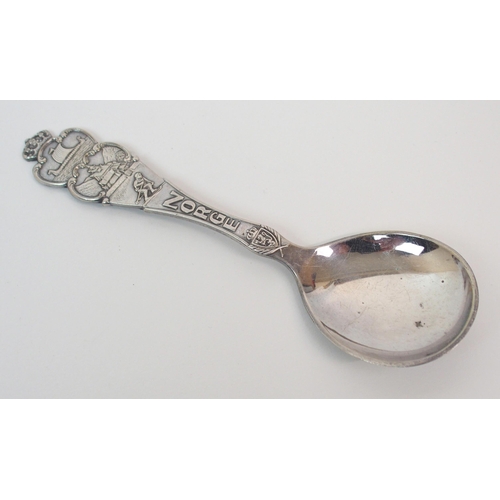 183 - A CONTINENTAL WHITE METAL AND ENAMEL TEA STRAINER