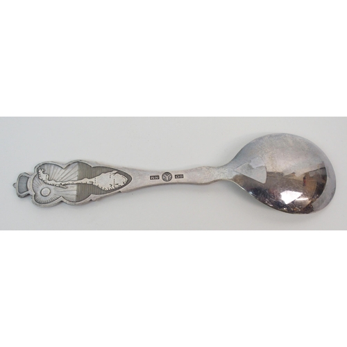 183 - A CONTINENTAL WHITE METAL AND ENAMEL TEA STRAINER