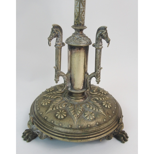 193 - A CONTINENTAL SILVER PLATED FIVE-LIGHT CANDELABRA