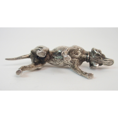 195 - A CONTINENTAL SILVER MODEL OF A DOG