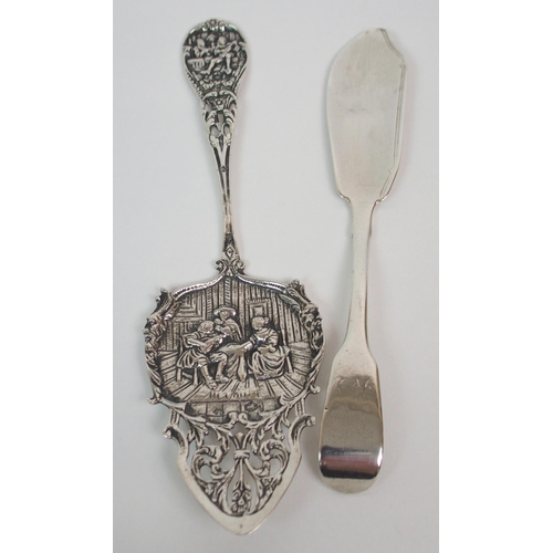 197 - A SILVER TABLESPOON BY JOSIAH WILLIAMS & CO