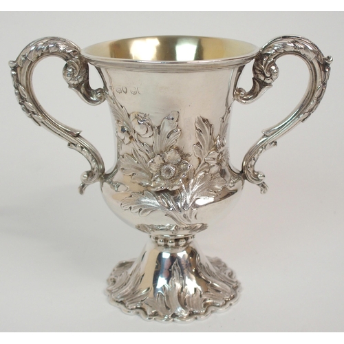 201 - A SILVER TWIN-HANDLED CUP