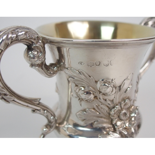 201 - A SILVER TWIN-HANDLED CUP