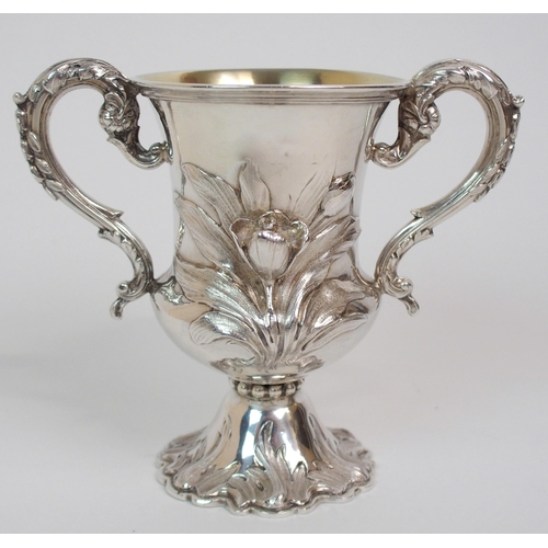 201 - A SILVER TWIN-HANDLED CUP