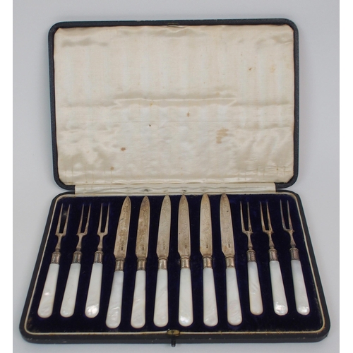 202 - A CASED TWELVE PIECE FRUIT CUTLERY SET