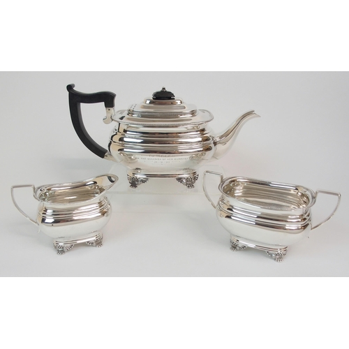 211 - A SILVER THREE-PIECE TEA SERVICE