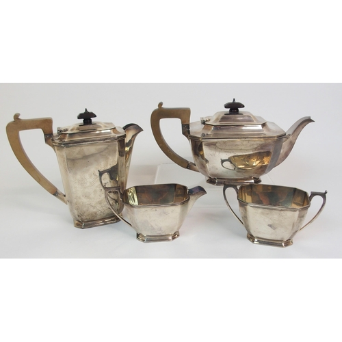 212 - A FOUR PIECE SILVER TEA SERVICE