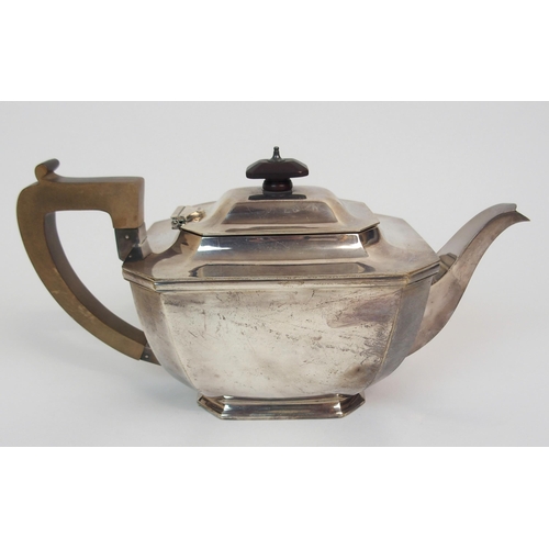 212 - A FOUR PIECE SILVER TEA SERVICE