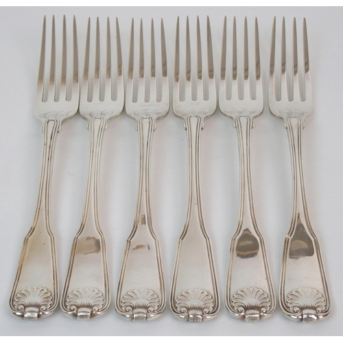 220 - A SET OF SIX SILVER DINNER FORKS