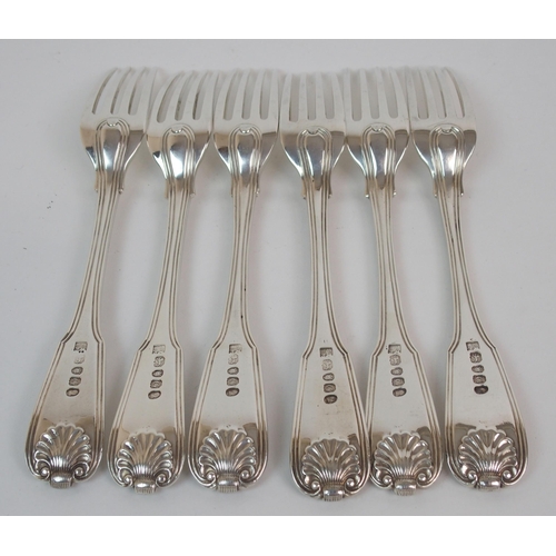 220 - A SET OF SIX SILVER DINNER FORKS