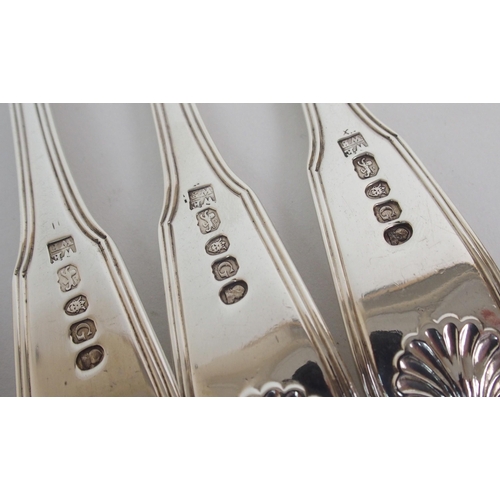 220 - A SET OF SIX SILVER DINNER FORKS