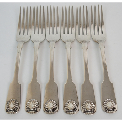 221 - A SET OF SIX SILVER DINNER FORKS