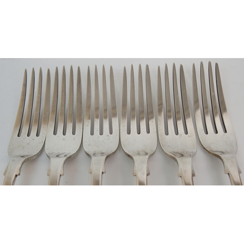 221 - A SET OF SIX SILVER DINNER FORKS