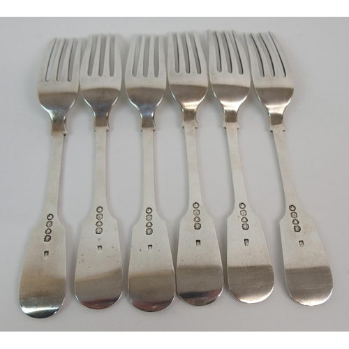 221 - A SET OF SIX SILVER DINNER FORKS