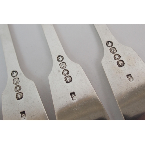 221 - A SET OF SIX SILVER DINNER FORKS