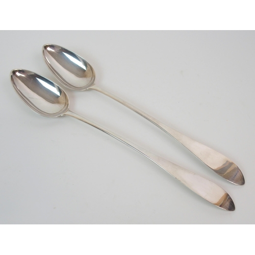 224 - A PAIR OF 18TH CENTURY SILVER BASTING SPOONS