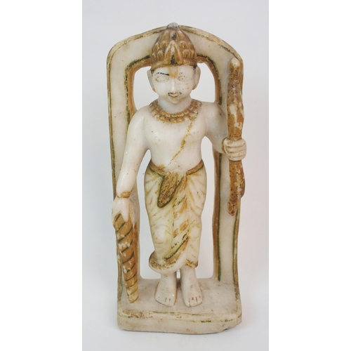 23 - FIVE INDIAN WHITE MARBLE CARVINGS
