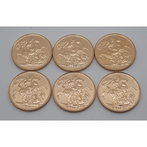 256 - SIX GOLD FULL SOVEREIGNS