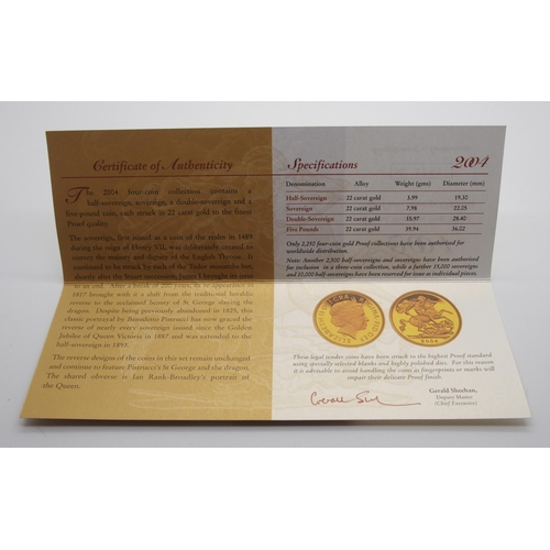 275 - A ROYAL MINT UNITED KINGDOM GOLD PROOF FOUR COIN SET  2004
