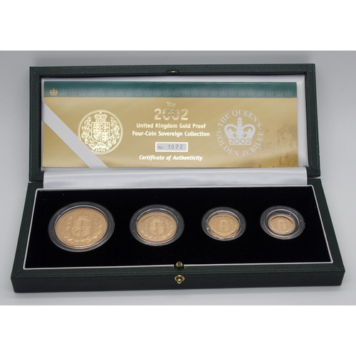 276 - A ROYAL MINT UNITED KINGDOM GOLD PROOF FOUR COIN SET 2002