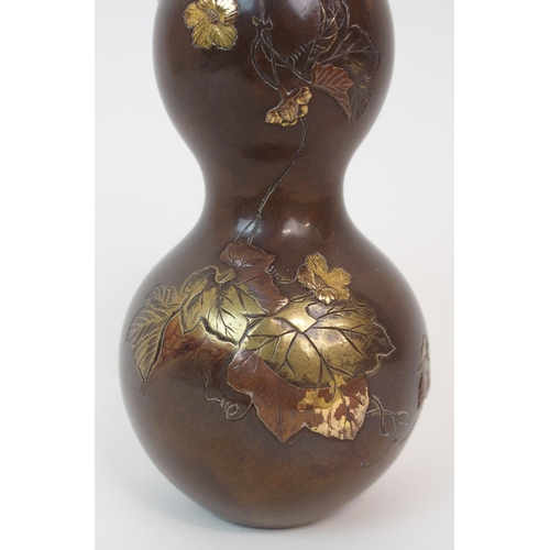 28 - A JAPANESE BRONZE DOUBLE GOURD VASE