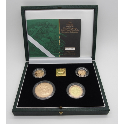 282 - A ROYAL MINT UNITED KINGDOM GOLD PROOF FOUR COIN SET  2001