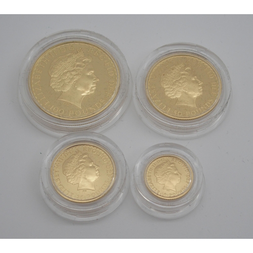 283 - A ROYAL MINT BRITANNIA GOLD PROOF FOUR COIN SET  2004