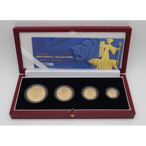 284 - A ROYAL MINT BRITANNIA GOLD PROOF FOUR COIN SET  2001