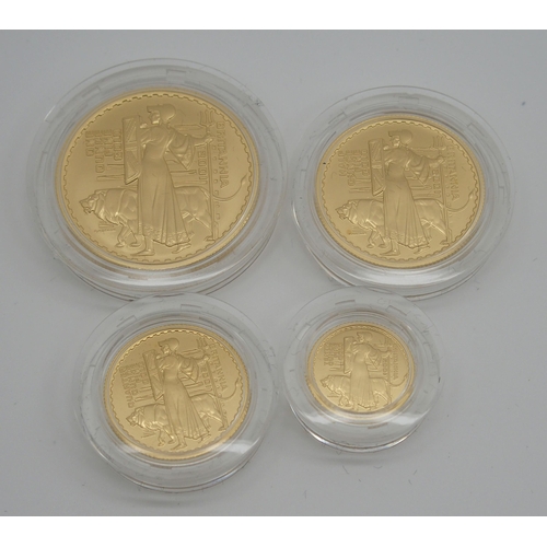 284 - A ROYAL MINT BRITANNIA GOLD PROOF FOUR COIN SET  2001