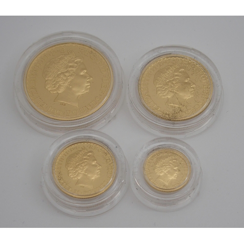 284 - A ROYAL MINT BRITANNIA GOLD PROOF FOUR COIN SET  2001