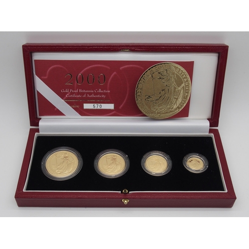 285 - A ROYAL MINT BRITANNIA GOLD PROOF FOUR COIN SET  2000