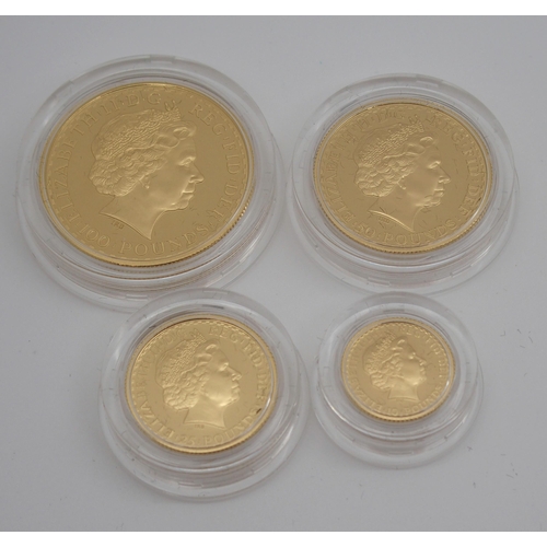 286 - A ROYAL MINT BRITANNIA GOLD PROOF FOUR COIN SET  2002